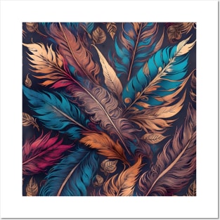 Boho-inspired feather pattern v2 Posters and Art